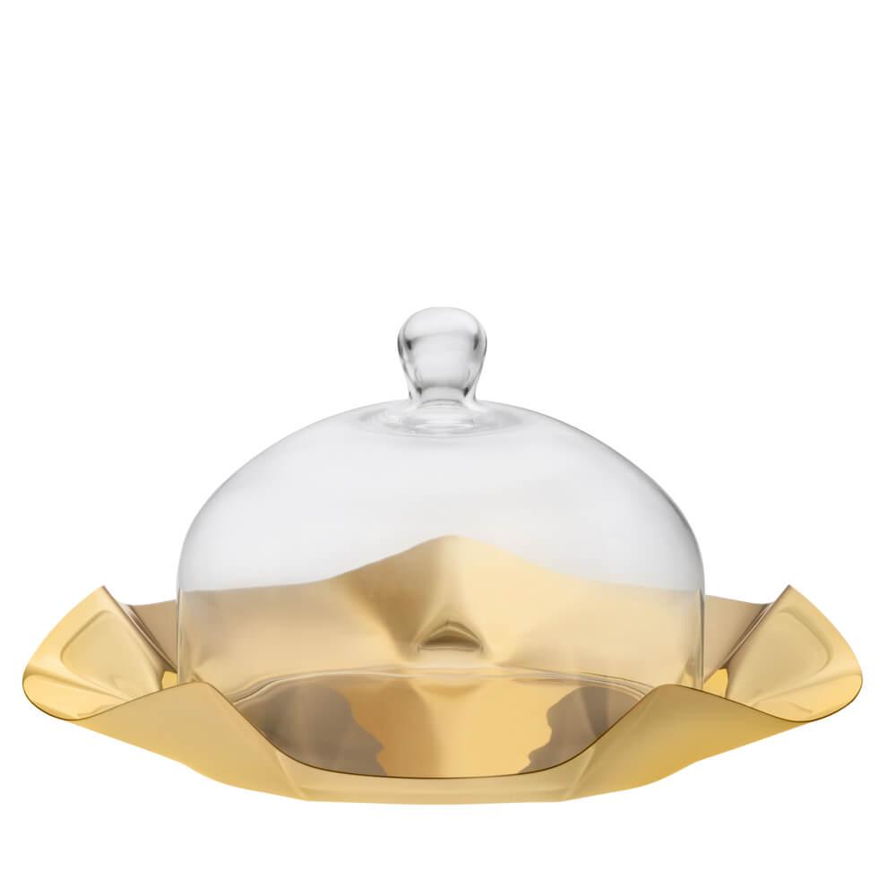 Small Plate 24K Gold Plated with Fiore Dome