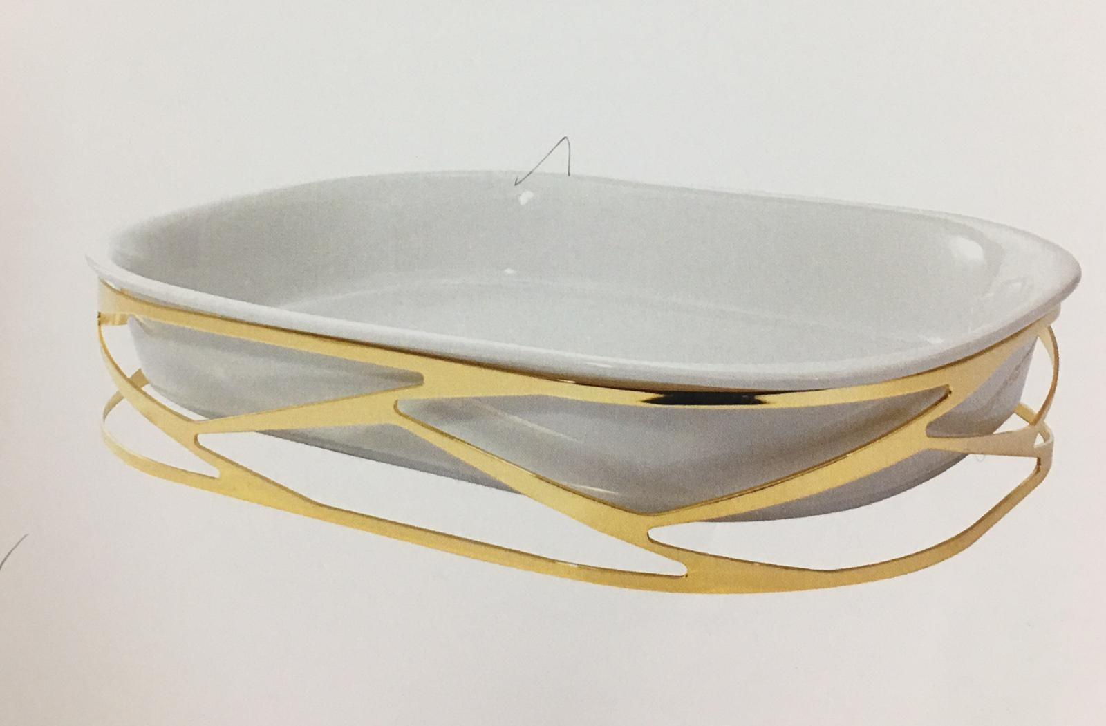 Trama Serving Dish Holder with Porcelain 5.5L