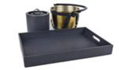 Blue 3-Piece Serving Set Tray-  45x32x7cm, Bucket - 20x20cm, Ice Bucket - 16x17cm