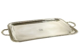 Rectangular tray with emblem