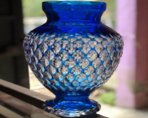Vase with base / Green - Blue - Amber
